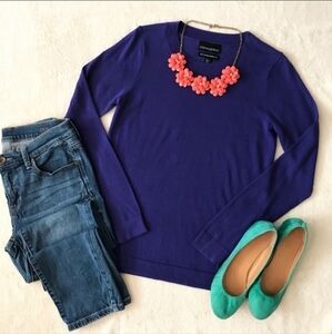 Cynthia Rowley 100% Extra Fine Merino Wool Crew Neck Sweater Deep Purple Small S